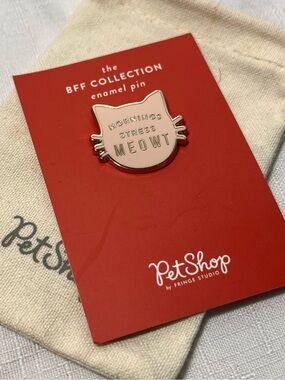 Pink Cat Enamel Pin - "Mornings Stress Meowt"
New